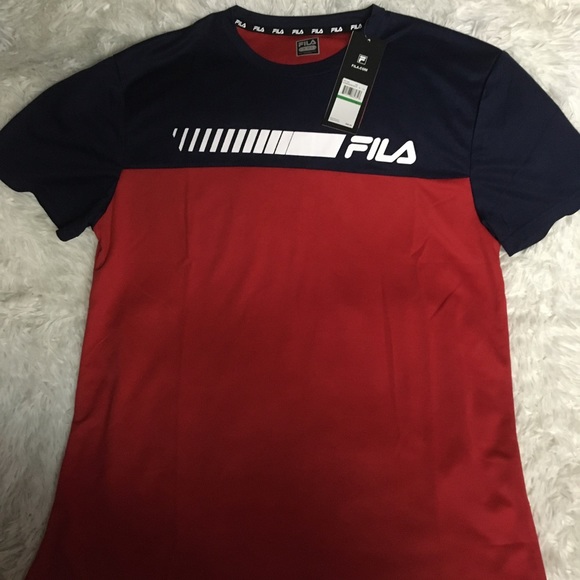 LG Fila Red BlueMens Short Sleeves Shirt sz LG - Picture 2 of 8